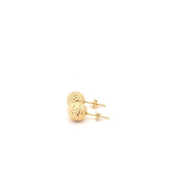 18K Yellow Gold Earrings Stud Ball Textured 1.44 grams - Picture 7 of 13